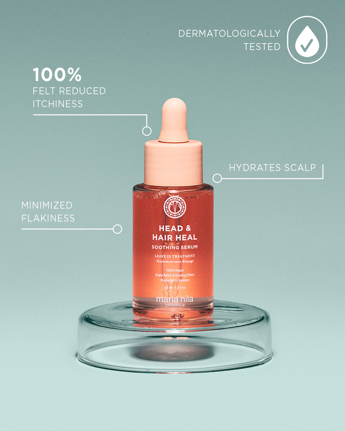 Maria Nila Head & Hair Heal Soothing Serum with serum formula and pipette bottle