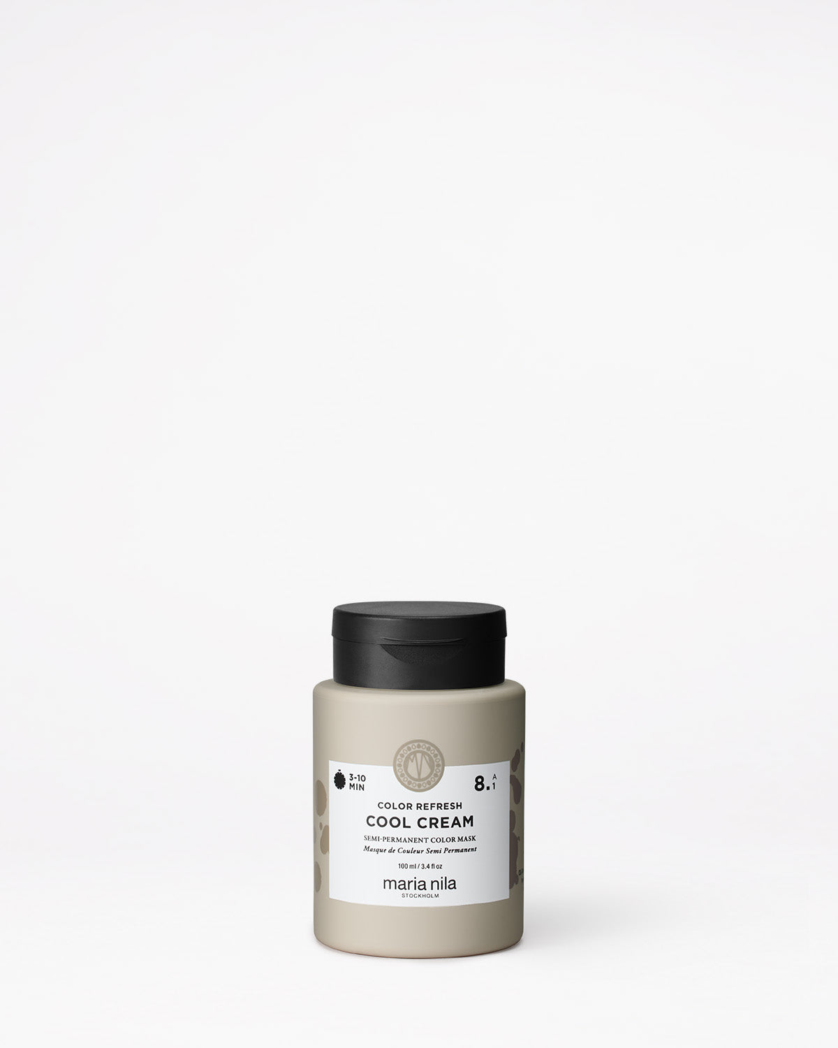 Jar of Maria Nila color refresh cool cream on a white background